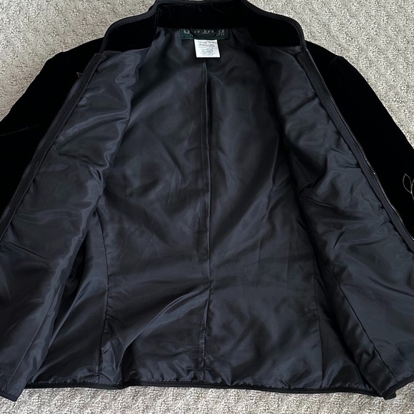 Harve Benard Black Velvet Embroidered Zip Front Jacket Size 8 - Picture 5 of 13